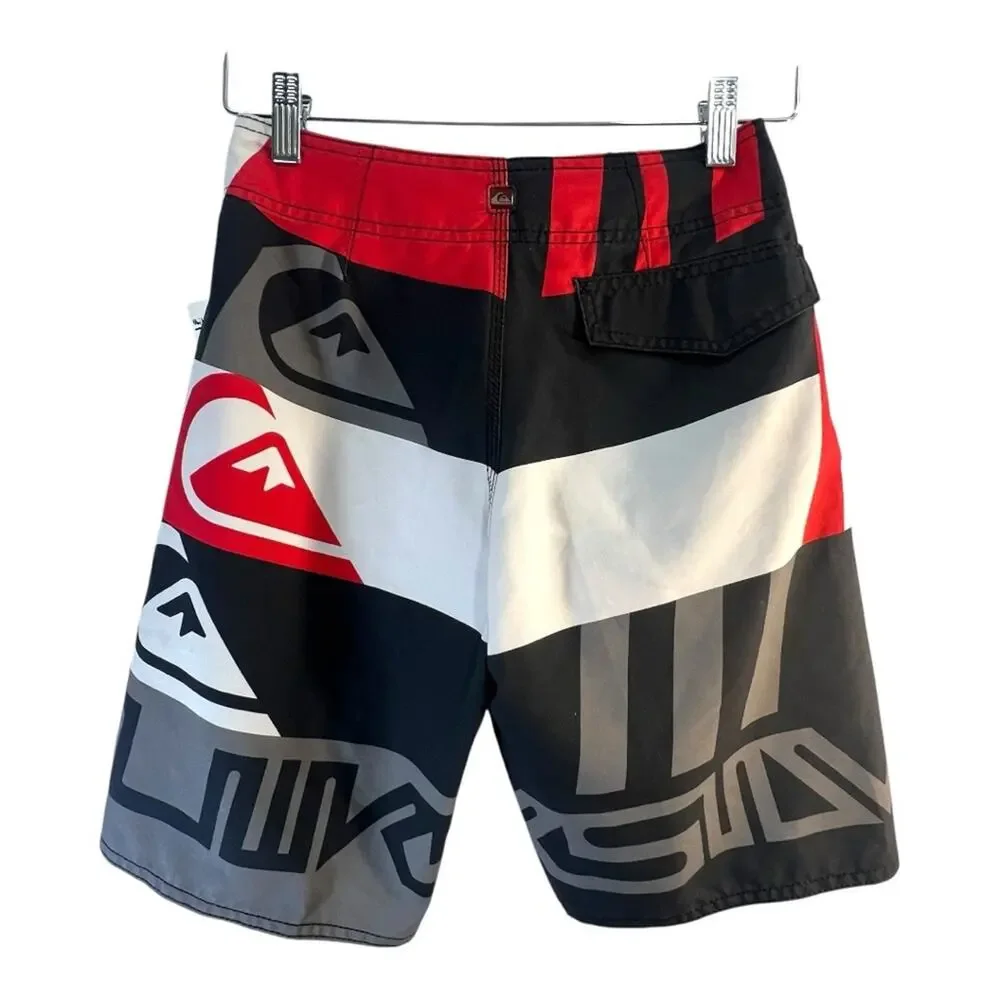 QUICKSILVER RETRO Graphic BOARDSHORTS Black and White and Red NEW WITH TAGS SZ 6